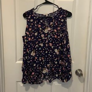 Open Shoulder Long Sleeve Blouse